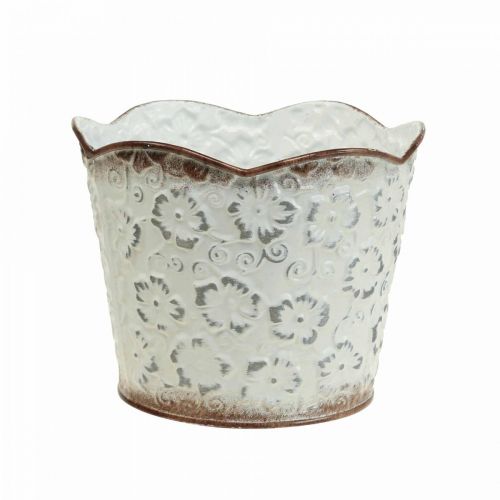 Floreira cachepot de metal branco vaso Ø13cm A11,5cm