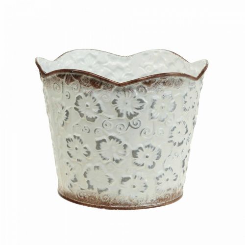 Floristik24 Floreira cachepot de metal branco vaso Ø13cm A11,5cm