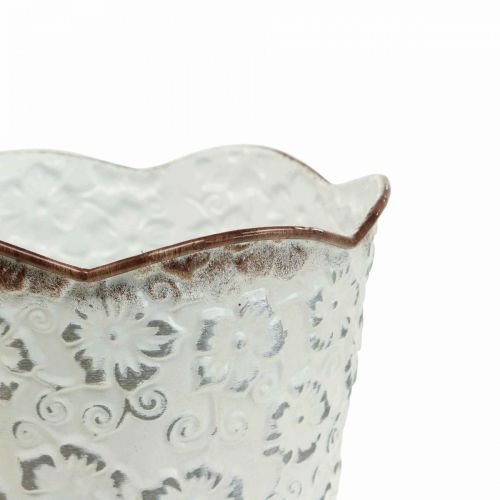 Floristik24 Floreira cachepot de metal branco vaso Ø13cm A11,5cm