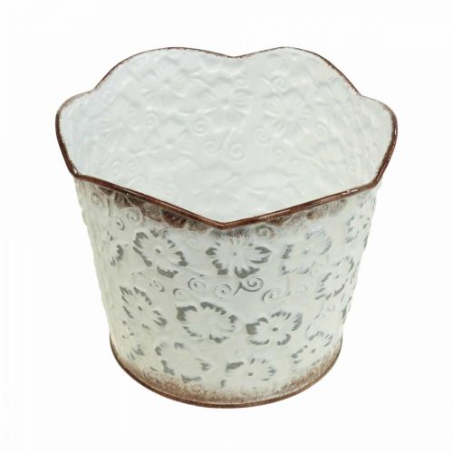 Floristik24 Floreira cachepot de metal branco vaso Ø13cm A11,5cm
