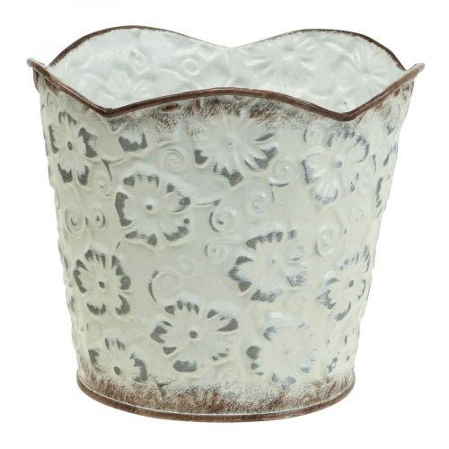 Floristik24 Floreira cachepot de metal branco vaso Ø16cm A12.5cm