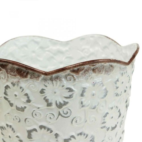 Floristik24 Floreira cachepot de metal branco vaso Ø16cm A12.5cm