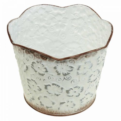 Floristik24 Floreira cachepot de metal branco vaso Ø16cm A12.5cm