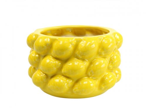 Itens Vaso de flores limão cerâmica amarelo Ø18,5cm Alt.12cm