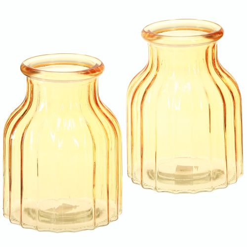 Itens Vaso de flores de vidro laranja design retrô Ø11cm H14,5cm 2 peças