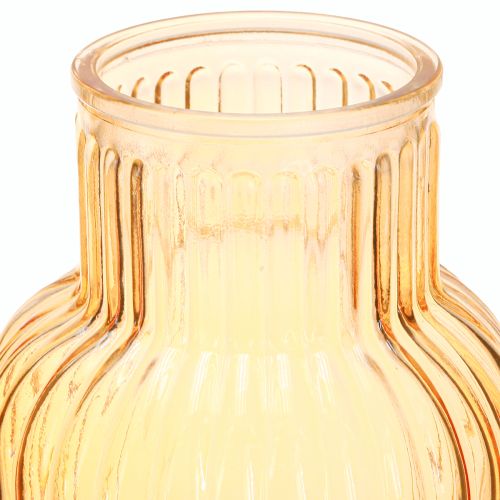 Itens Vaso de flores vidro com ranhuras retro laranja Ø13,5cm H20cm