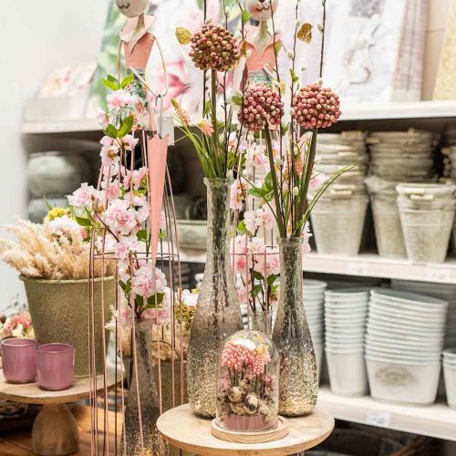 Floristik24 Vaso de flores de vidro, vaso de mesa de vidro real de dois tons claro, prata H30cm