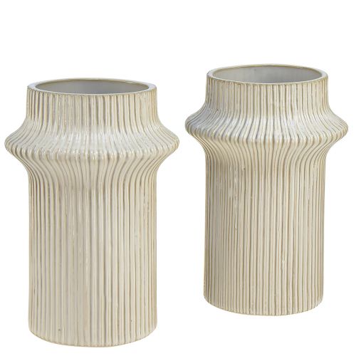 Itens Vaso de flores de cerâmica com padrão ranhurado Ø10cm Alt.22cm 2 unidades