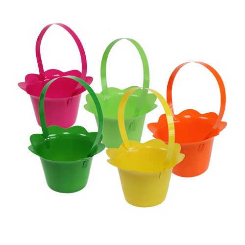 Floristik24 Vaso para flores com alça colorida Ø15cm Alt.9.5cm 10pcs