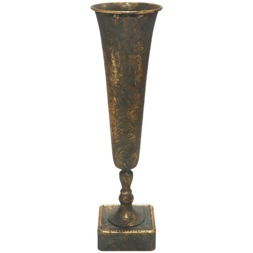 Vaso de chão em metal dourado cinza aspecto antigo Ø15,5cm Alt.57cm