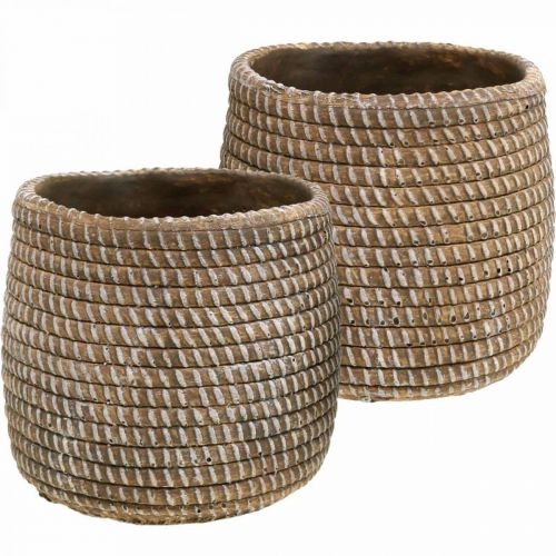 Itens Boho vaso de flores cachepot cerâmica trançada look Ø9cm H10.5cm 2pcs