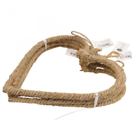 Floristik24 Estilo Boho, anel de metal coração anel decorativo fita de juta B23cm 4 unid.