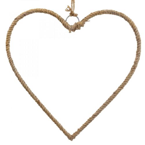 Estilo Boho, coração anel de metal anel decorativo fita de juta W33cm 3pcs