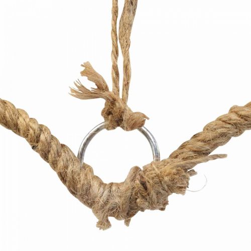 Floristik24 Estilo Boho, coração anel de metal anel decorativo fita de juta W33cm 3pcs