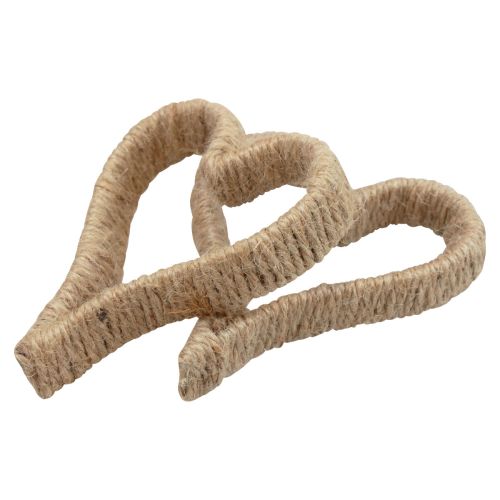 Floristik24 Anel decorativo de metal com coração estilo Boho, fita de juta 11 cm 6 unidades