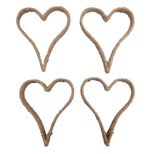Floristik24 Estilo Boho, anel decorativo de metal com coração fita de juta 20 cm 4 unidades