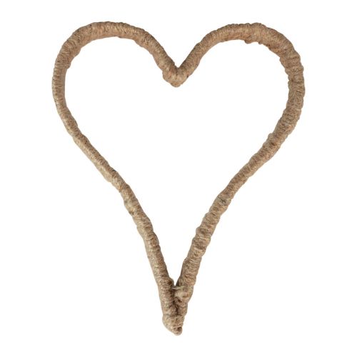 Floristik24 Estilo Boho, anel decorativo de metal com coração fita de juta 20 cm 4 unidades