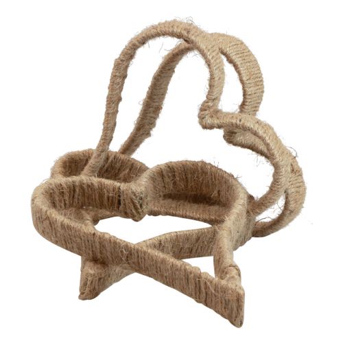 Floristik24 Estilo Boho, anel decorativo de metal com coração fita de juta 20 cm 4 unidades