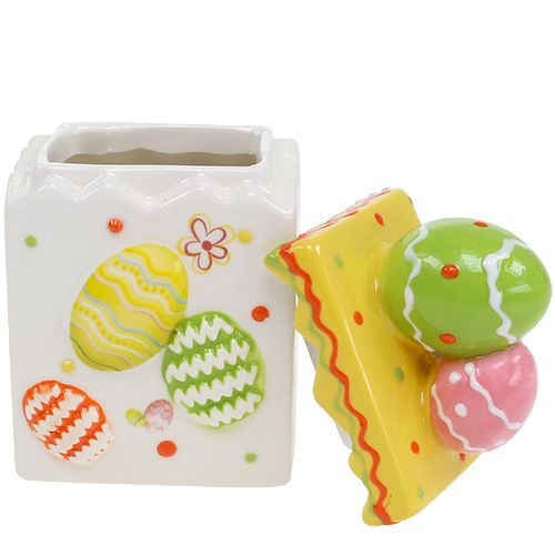 Floristik24 Pote de doces amarelo páscoa 13,5 cm