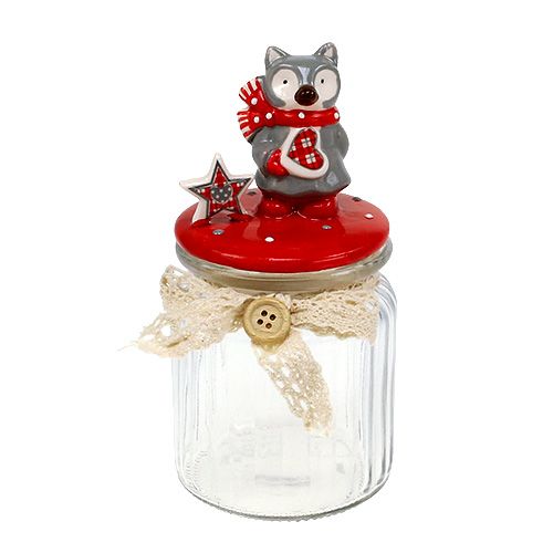 Floristik24 Pote de bombons com tampa raposa Ø7,5cm Alt.16cm