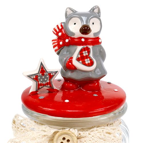 Floristik24 Pote de bombons com tampa raposa Ø7,5cm Alt.16cm