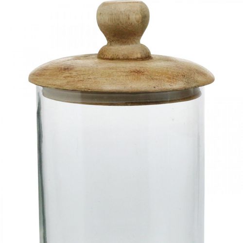 Floristik24 Frasco de vidro com tampa, bonboniere, frasco de vidro cor natural, transparente Ø11cm H19cm 2pcs