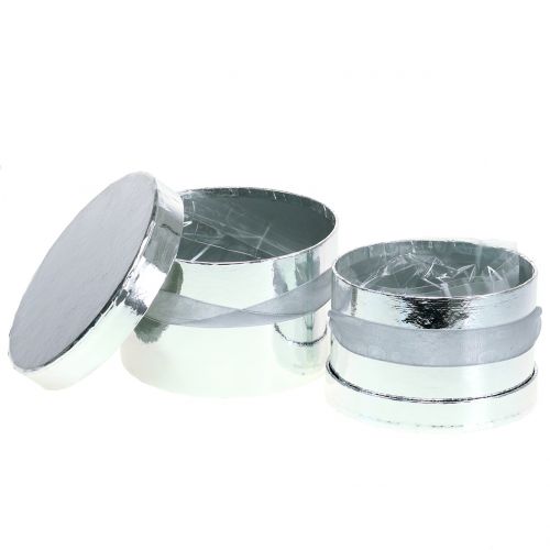 Floristik24 Caixa de flores prata Ø14/16cm 2pcs