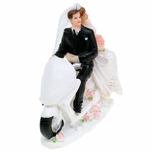 Floristik24 Figura de casal de noivos em motocicleta 12cm