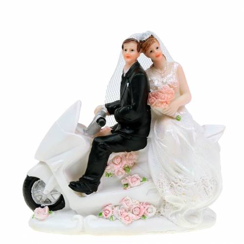 Floristik24 Figura de casal de noivos em motocicleta 12cm