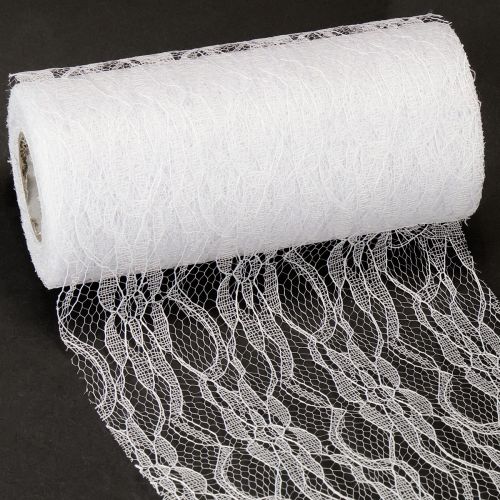 Caminho de mesa de renda larga com fita branca 150mm 10m