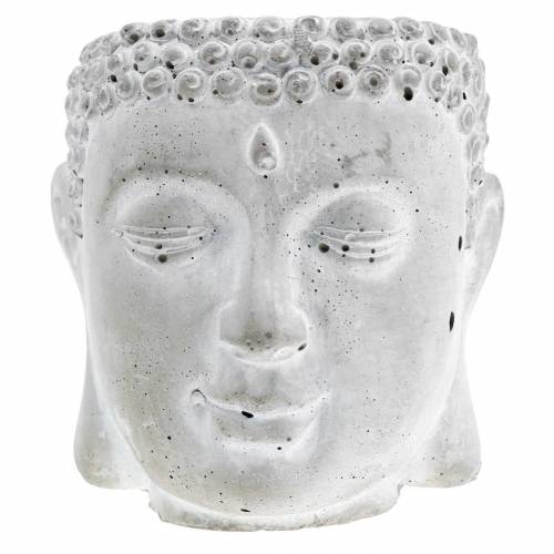 Floristik24 Cabeça de Buda para o plantio de concreto cinza, caiado de branco Ø8 H8cm