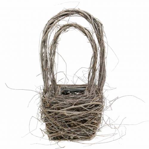 Floristik24 Cesta de vime decorativa com alça natural Alt.36,5cm Alt.45cm conjunto de 2