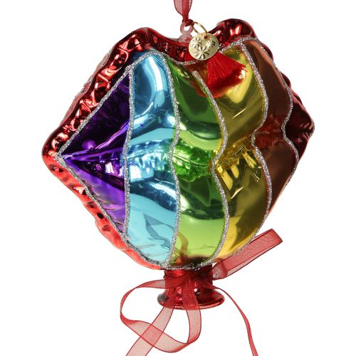 Itens Bolas de vidro coloridas para árvore de Natal, balões de coração, beijo na boca, 12 cm, 2 peças