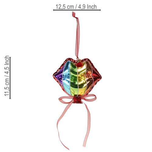 Itens Bolas de vidro coloridas para árvore de Natal, balões de coração, beijo na boca, 12 cm, 2 peças