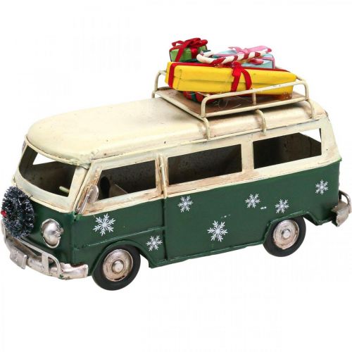 Floristik24 Decoração natalina carro ônibus natalino vintage ônibus verde 17cm