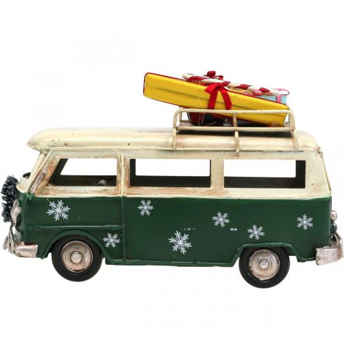 Floristik24 Decoração natalina carro ônibus natalino vintage ônibus verde 17cm