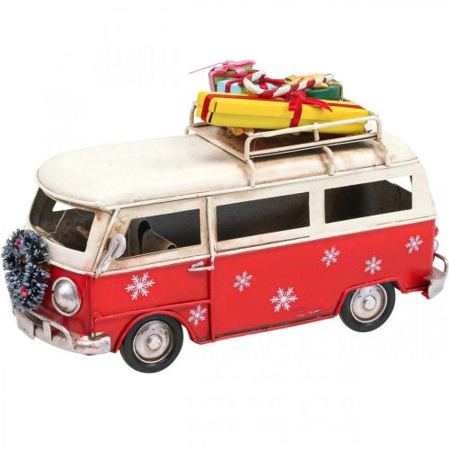 Floristik24 Decoração de Natal Carro Ônibus de Natal Vintage Ônibus Vermelho L17cm