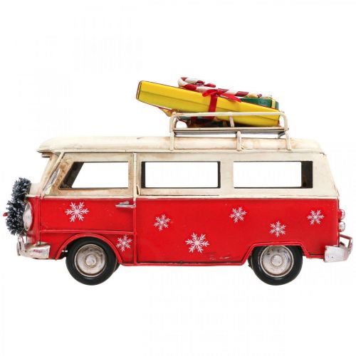 Floristik24 Decoração de Natal Carro Ônibus de Natal Vintage Ônibus Vermelho L17cm