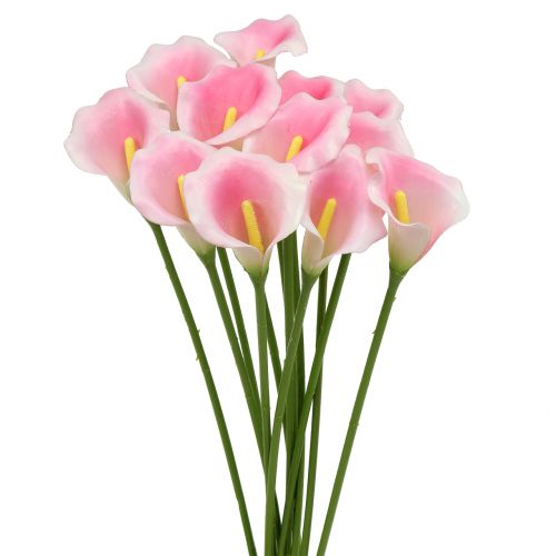 Floristik24 Flor decorativa Calla rosa 57 cm 12 unidades