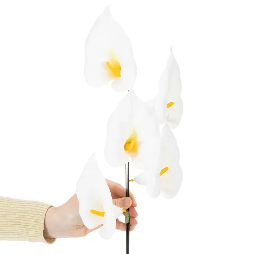 Copo-de-leite artificial com estames amarelos, flores decorativas, 35 cm, 10 peças | Floristik24.pt