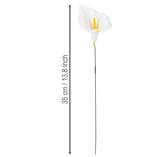 Copo-de-leite artificial com estames amarelos, flores decorativas, 35 cm, 10 peças | Floristik24.pt