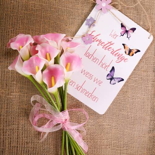 Floristik24 Flor decorativa Calla rosa 57 cm 12 unidades