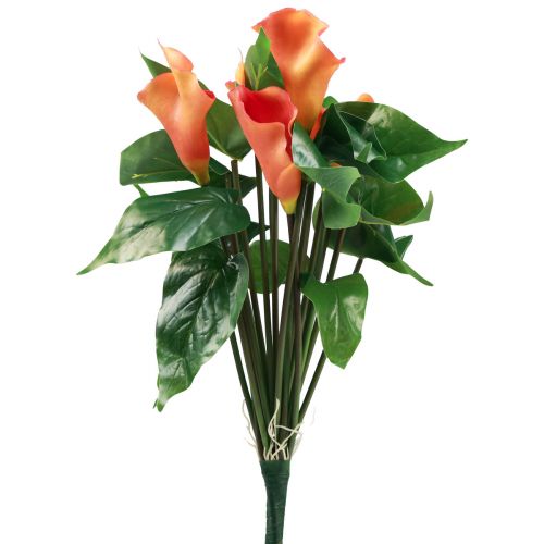 Calla Lily Damasco Calla Flores Artificiais Laranja Exótica 44cm