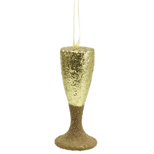 Itens Gancho de taça de champanhe ouro claro glitter 15cm Véspera de Ano Novo e Natal