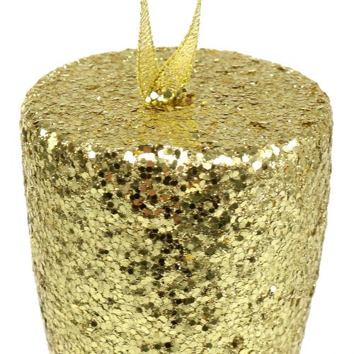 Itens Gancho de taça de champanhe ouro claro glitter 15cm Véspera de Ano Novo e Natal