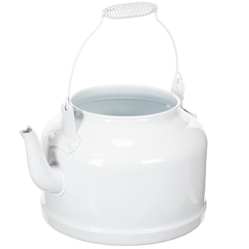 Charmoso bule decorativo branco, vaso de metal em estilo campestre, vaso vintage 27x20,5cm comprar | Floristik24.pt