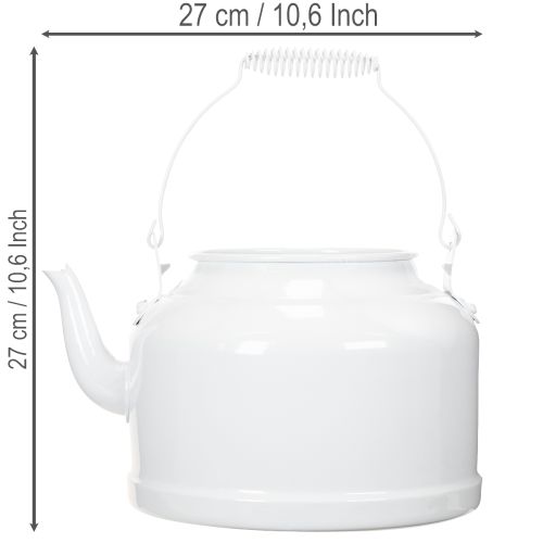 Charmoso bule decorativo branco, vaso de metal em estilo campestre, vaso vintage 27x20,5cm | Floristik24.pt
