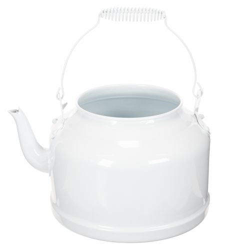 Charmoso bule decorativo branco, vaso de metal em estilo campestre, vaso vintage 27x20,5cm | Floristik24.pt