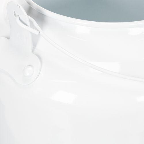 Charmoso bule decorativo branco, vaso de metal em estilo campestre, vaso vintage 27x20,5cm | Floristik24.pt