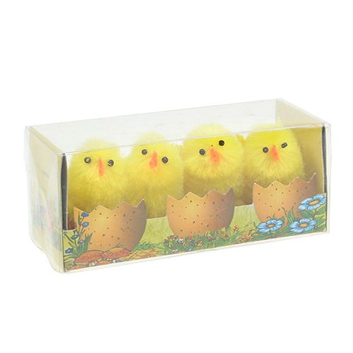 Floristik24 Pintinho chenille 4cm amarelo 4pçs